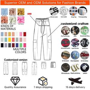 Pantalon de jogging ample à double taille pour hommes, style streetwear, personnalisé avec impression DTG, vente en gros OEM/ODM - Product Image 4