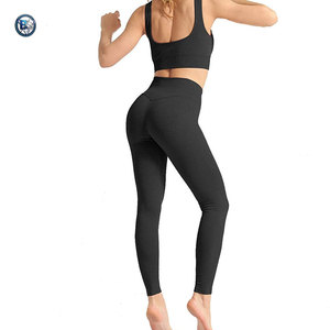 Women Yoga Set Breathable Stretchable Activewear High Waist <b>Leggings</b> And Supportive Sports Bra - Product Image 2
