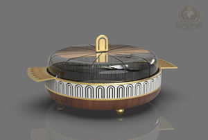 Support à gâteau en acier inoxydable et verre avec cloche en verre, support de présentation de desserts écologique pour boulangerie, blanc doré, passe au lave-vaisselle - Product Image 3