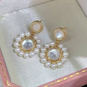 14k Gold-Plated Mother <b>Pearl</b> <b>Earrings</b> Exquisite 3-4mm Natural Freshwater Zhuji <b>Pearl</b> High-End Pure <b>Silver</b> Personalized Jewelry - Product Image 3