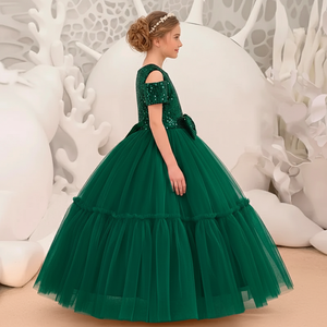 <span class=keywords><strong>Robe</strong></span> de demoiselle d'honneur élégante en sequins, <span class=keywords><strong>robe</strong></span> verte en velours brodée, robes de cérémonie pour enfants pour les concours, les anniversaires et les mariages - Product Image 4