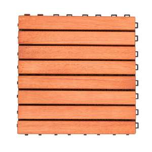 Set di 10 Piastrelle a Incastro in Legno Marrone Rossastro a 8 Listelli per Pavimentazione Esterna - Product Image 2