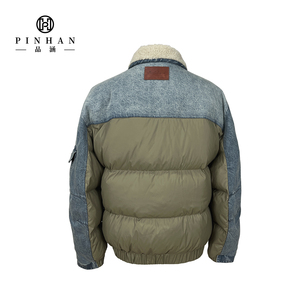 Manteau matelassé pour homme en denim hybride avec col en polaire Sherpa, patch en PU, respirant, séchage rapide, de haute qualité, thermique - Product Image 2