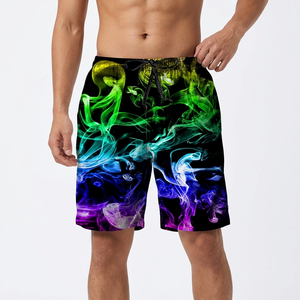 Shorts de Baño Casuales para Hombre, de Secado Rápido, Cintura Media, con Cordón, Estampado de Humo Colorido, Sublimados, de Poliéster - Product Image 5