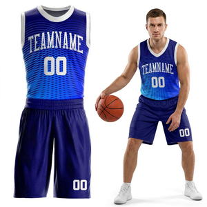 Camiseta de Baloncesto Sublimada Personalizada, Azul y Blanca, de Malla, Sin Mangas, Unisex, Ajuste Atlético para Adultos, con Impresión del Nombre del Equipo - Product Image 3