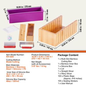 Kit per la creazione di sapone da 100 pezzi con scatola in bambù, taglierine dritte e ondulate in acciaio inossidabile, stampo in silicone - per la creazione di prodotti artigianali - Product Image 5