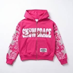Sudadera con Capucha Snow Grace, 100% Algodón, Corte Holgado, Estampado de Letras en la Parte Delantera, Manga Larga, Estilo Casual de Invierno para Hombre - Product Image 1