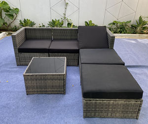 Conjunto de sofá de ratán SF00036, muebles de exterior cómodos, estructura de acero, vidrio templado, cojín de poliéster, directo de fábrica en Vietnam. - Product Image 3