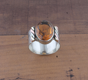 Anillo de banda de plata de ley 925 con citrino natural, gema clásica de color amarillo miel, banda de eternidad S925, joyería de piedra de nacimiento de noviembre - Product Image 2