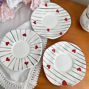 Nordic Minimalist Hand Painted Irregular Shape Hearts Pattern Ceramic 300ml Sustainable Coffee <b>Cup</b> <b>and</b> <b>Saucer</b> Set - Product Image 3