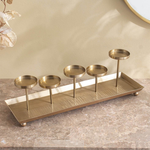 Gold Metal Candelabra Candle Holder Handmade Iron Multi T Light Stand Wedding <b>Decor</b> Elegant Centerpiece Home <b>Valentine</b> Gift Sets - Product Image 3
