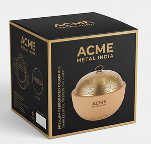 Casserole ronde en métal couleur or au design minimaliste avec couvercle, parfaite pour servir des plats chauds lors de mariages et de buffets. - Product Image 6