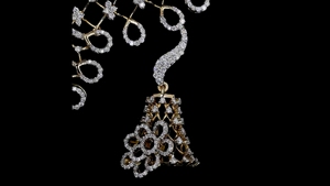 Collar de diamantes cultivados en laboratorio con diseño de pavo real y piedra azul |   Collar de Novia Chapado en Oro de 18K |   Regalo de Fiesta Indio de Lujo - Product Image 3