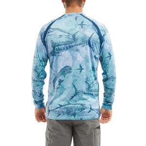 เสื้อตกปลาแบบสั่งทำพิเศษ OEM ป้องกันแสงแดด UPF 50 ระบายอากาศได้ดี สีพื้น แขนยาว สำหรับผู้ชาย พร้อมบริการพิมพ์โลโก้ตามสั่ง - Product Image 2