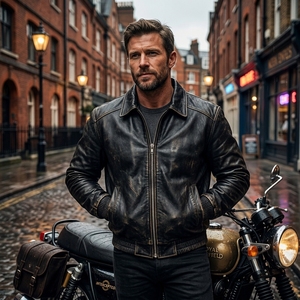 Blouson en cuir PU coupe-vent à manches longues pour homme, gris, toutes saisons, pour la moto, la course et la conduite, vente en gros - Product Image 5