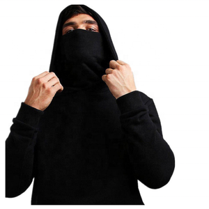 High Quality Streetwear Gym Fitness Workout Full <b>Face</b> <b>Masked</b> Pullover Hoodie Unisex Custom Black 100%cotton Pure <b>Men's</b> Hoodies - Product Image 1