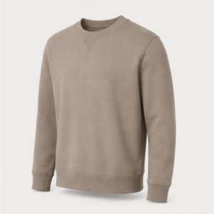 Sweat-shirt personnalisé pour homme, coupe droite classique, col rond classique avec insert en V tonal, en coton pêche, tissu éponge, MCRW-0035 - Product Image 4