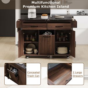 Carrello da Cucina con Ruote, Contenitore per Rifiuti, Ripiano Ribaltabile, Porta Spezie, Portasciugamani e Cassetto - Isole e Carrelli da Cucina - Product Image 5