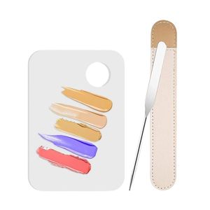 Textured Handle Stainless Steel Cosmetic Spatula Dual Head Foundation Mixing Rod Non Slip <b>Makeup</b> Artist Blending <b>Tool</b> - Product Image 6