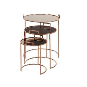 Versatile Metal Nesting <b>Table</b> With Wooden Top Stylish <b>Space</b> <b>Saving</b> Furniture For Modern Living Room And Home Decor - Product Image 6
