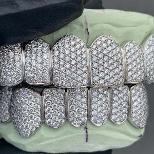 Grillz de Diamantes para Hombre, Juego Completo, Corte Brillante Redondo, Microincrustaciones, Estilo Hiphop, Uso Diario, Joyería Dental - Product Image 5
