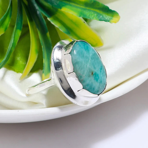 Natural Amazonite <b>925</b> <b>Silver</b> <b>Ring</b> Designer Gemstone <b>Ring</b> for Women and Girls - Product Image 6