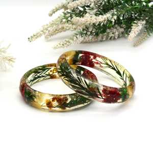 Handmade Pressed Wildflower Resin Bangle | <b>Boho</b> Botanical <b>Bracelet</b> resin craft Premium resin bangle artistic Customized - Product Image 6