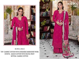 Amazing Color Excellent Quality Cambric Cotton with <b>Chikankari</b> Embroidery work Semi-stitched Salwaar-<b>Suit</b> Set At Wholesale Rate - Product Image 3
