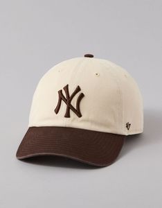 47 Brand Vintage NY Bestickte Baseballkappe mit Erhabenem Gummi-Print, Creme-Brauner Schirm, Verstellbare Baumwoll-Casual/Sport-Dad-Mütze, Unisex - Product Image 1