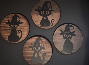 แผ่นรองแก้วไม้รูปแมวสุดพรีเมียม ของตกแต่งบ้านน่ารัก ชุดป้องกันโต๊ะ เหมาะสำหรับกาแฟ ชา และเครื่องดื่ม จากอินเดีย - Product Image 3