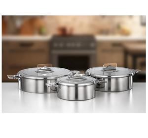 Olla redonda de acero inoxidable plateada, elegante y popular, con tapa, para servir comida caliente, ideal para bodas, fiestas y decoración del hogar. - Product Image 6