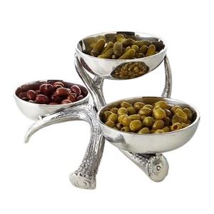 Bol de service de luxe en laiton pour fruits secs avec support décoratif en forme d'arbre, plateau à collations pour la maison, la cuisine, l'hôtel, la table de restaurant - Product Image 3