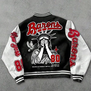 Veste universitaire personnalisée pour homme, streetwear, en laine unie, vintage, col en V, broderie 3D, imprimé, campus - Product Image 2