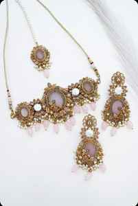 Collection de bijoux de mariage indiens et pakistanais en promotion : Collier ras-du-cou et boucles d'oreilles tendance, parures de bijoux de haute qualité pour femmes - Product Image 5