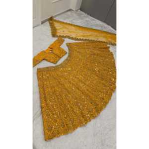 Diseñador indio y pakistaní Party Wear Lehenga Choli con Sequence & Dori Work - Product Image 3