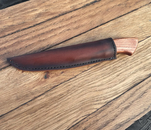 Custom Hand Forged Wood Carving Knife 8.5 cm Whittling Blade High Carbon Steel Woodworking Knife with Hardwood Handle <b>Leather</b> - Product Image 6