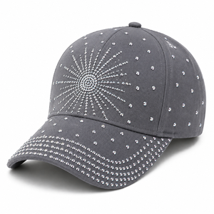Gorra de Béisbol Unisex con Pedrería |   Gorra de Lona de Algodón Ajustable con Cristales Brillantes |   Gorro Deportivo Brillante de Moda |   Logotipo Personalizado Frontal - Product Image 2