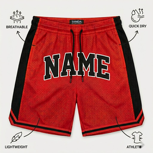 <b>Men's</b> Custom Basketball <b>Shorts</b> With Pockets | <b>Patch</b> Embroidery Quick Dry High Quality Heavy Mesh <b>Shorts</b> - Product Image 5