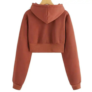2023 Women's Cute Slim Casual Lined Knitted Short-Sleeved Hoodie Crop <b>Top</b> Print Sportswear for Autumn - Product Image 3