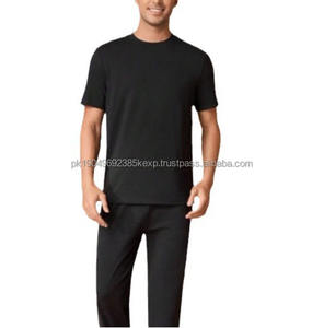 เสื้อยืดคอกลมแขนสั้นสีดำขาวผ้าฝ้ายปักโลโก้ตามแบบสั่งทำ - Product Image 1