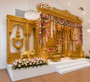 Modern Tamil Wedding Mandap Setup Side <b>Panels</b> Luxury Hindu Wedding Decor Custom Lightweight <b>Fiberglass</b> Event Decor Manufacturer - Product Image 2