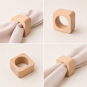 Anillo para Servilletas de Madera Hecho a Mano, Ecológico, Estilo Cuadrado, para Decoración de Mesa de Boda y Hotel - Product Image 2