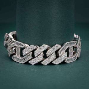 สร้อยข้อมือชุบทองคำขาว 18K ประดับเพชรโมอิสซาไนต์เกรด AAAAA รับรองโดย GRA สไตล์ฮิปฮอปสำหรับผู้ชาย เครื่องประดับสตรีทแวร์สุดหรู - Product Image 2