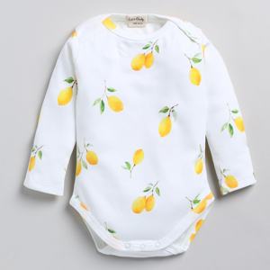 Body en bambou élasthanne biologique de qualité supérieure à manches longues imprimé citron et amour Sous-vêtements pour bébé - Product Image 2