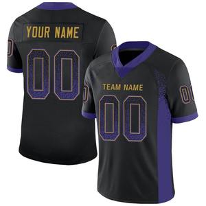 Camiseta de Fútbol Personalizada Negra, Morada y Dorada, Estilo Drift, Elástica en Cuatro Direcciones, Transpirable, de Secado Rápido, Uniforme Deportivo para Equipo - Product Image 1