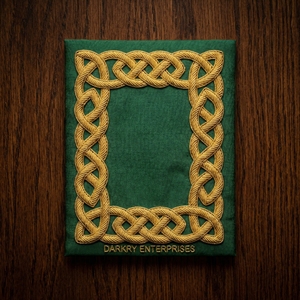 Custom Gold Bullion Wire Embroidery Badges Handmade Green Masonic Regalia Celtic Knot Blank Border Patch <b>Maker</b> - Product Image 1