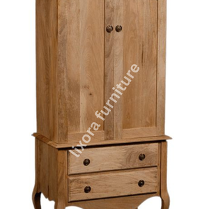 Luxury Handcrafted Solid Wood 2 Door <b>Wardrobe</b> Arched Top with 2 Lower Drawers Natural Oak Armoire - Product Image 2