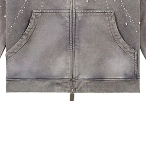 เสื้อฮู้ดดี้สตรีทแวร์คุณภาพสูงสำหรับผู้ชาย แขนยาวแบบซิป ดีไซน์และโลโก้สั่งทำได้ พิมพ์ลายเปล่า รับผลิตแบบ OEM - Product Image 6