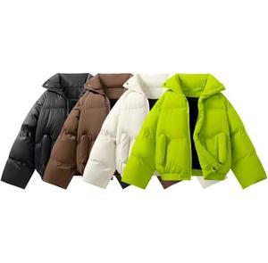 Chaqueta Acolchada Delgada con Cuello Alto, Unisex, Informal, para Invierno, Relleno de Poliéster, Resistente al Viento, Color Sólido, Largo Regular, Logotipo Frontal - Product Image 6