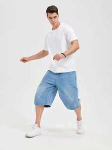 กางเกงยีนส์ขาสั้นทรงหลวมสไตล์สตรีทแวร์สำหรับผู้ชาย ขายส่ง กางเกงยีนส์ขาสั้นปักลายขาดๆ แต่งแพทช์ สำหรับฤดูร้อน - Product Image 2